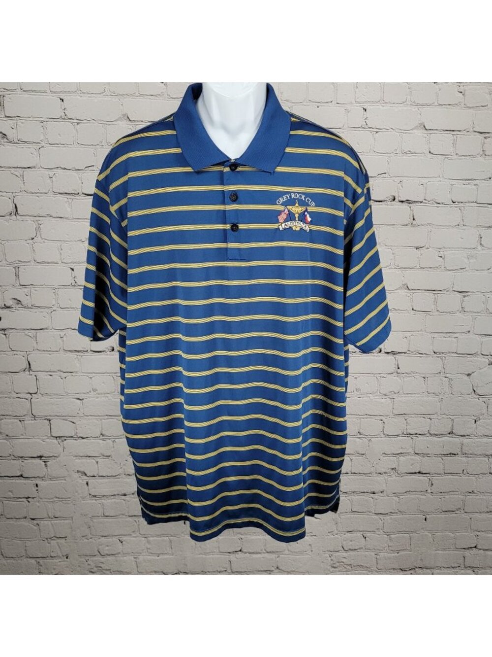 Grey Rock Cup Austin TX Blue Striped Adidas Golf Clima Cool Polo Shirt Size 2XL